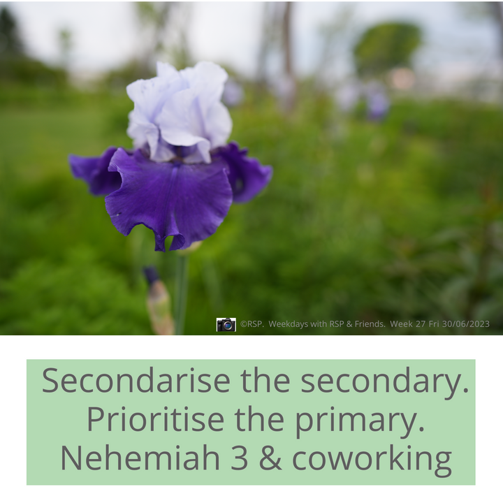 QT: Secondarise the secondary. Nehemiah3:1–32 Week 27: 30/06/2023. Fri
